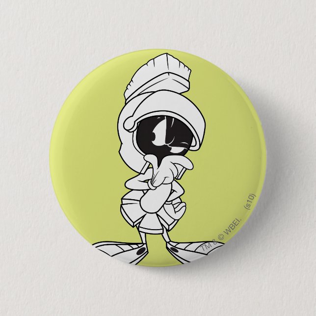MARVIN THE MARTIAN™ Thinking 6 Cm Round Badge (Front)