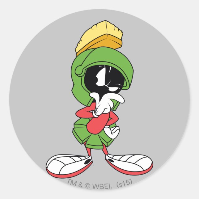 MARVIN THE MARTIAN™ Thinking Classic Round Sticker (Front)