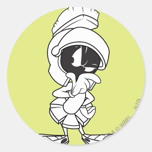 MARVIN THE MARTIAN™ Thinking Classic Round Sticker (Front)