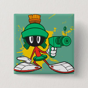MARVIN THE MARTIAN™ With a Laser 15 Cm Square Badge