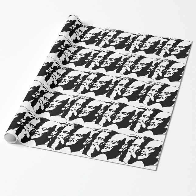 Marx, Engels and Lenin Wrapping Paper (Unrolled)