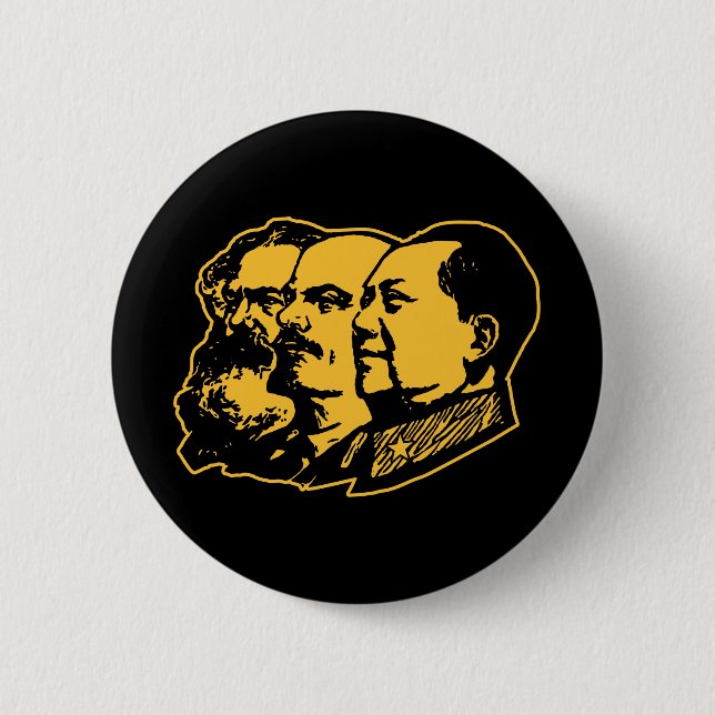 Marx Lenin Mao Portrait 6 Cm Round Badge (Front)