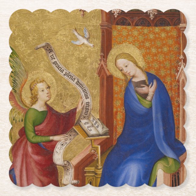 Mary and Angel of Annunciation Paper Coaster (Front)