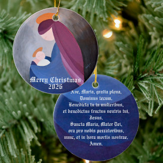 Mary and baby Jesus - Ave Maria vintage painting Ceramic Tree Decoration