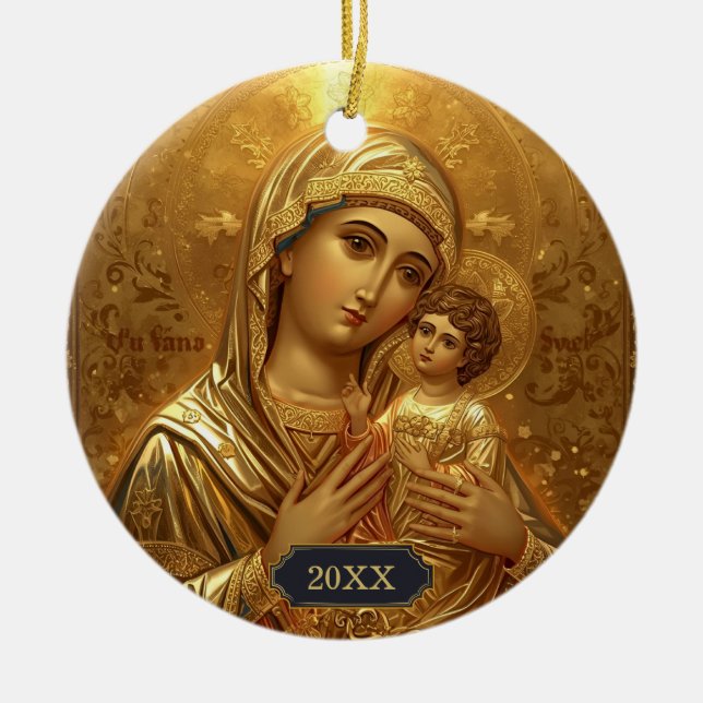 Mary and Baby Jesus Religious Christmas Ornaments (Front)
