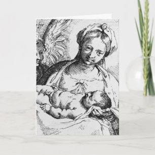 Mary and Child Line Art, A Vintage Christmas Card