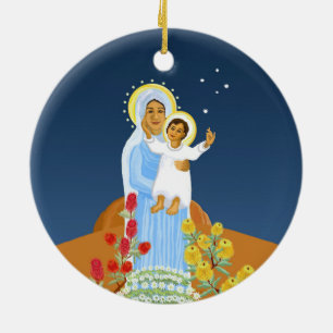 Mary and Jesus - Australian nativity Ceramic Tree Decoration