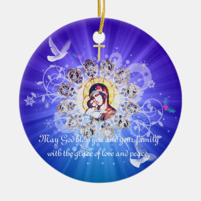 Mary and Jesus Ceramic Tree Decoration (Front)