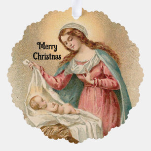 Mary And Jesus Christmas Ornament Card
