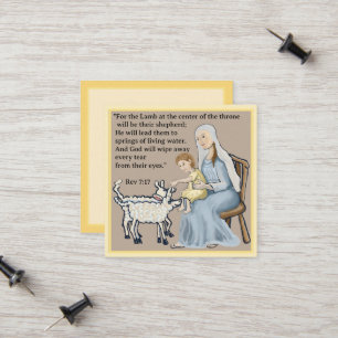 Mary and Jesus greeting the lambs Calling Card