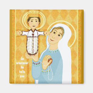 Mary and Jesus modern icon Magnet