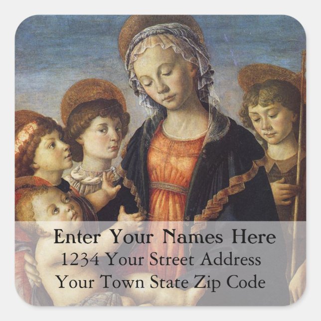 Mary and Jesus Vintage Christmas Address Label (Front)