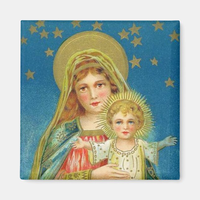 Mary and Jesus Vintage Magnet (Front)