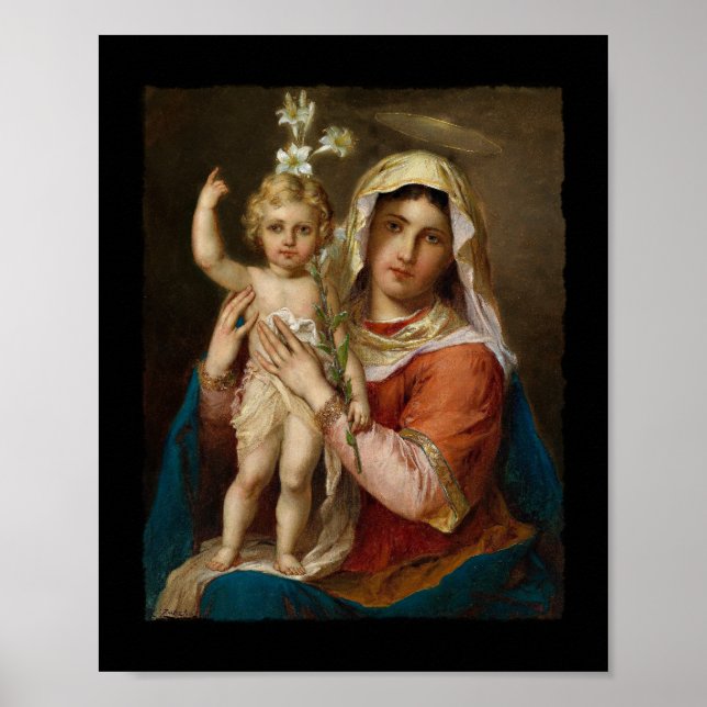 Mary and Jesus with Lily Poster (Front)