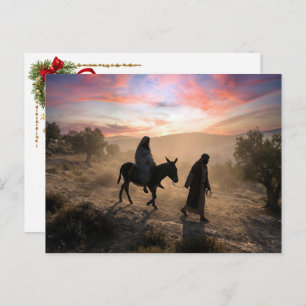 Mary and Joseph Traveling To Bethlehem Holiday Postcard