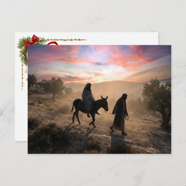 Mary and Joseph Traveling To Bethlehem Holiday Postcard (Front/Back)