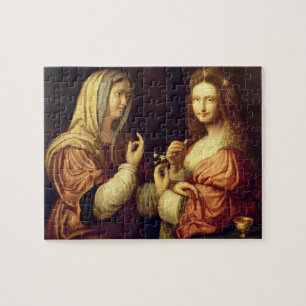 Mary and Martha (oil on panel) Jigsaw Puzzle