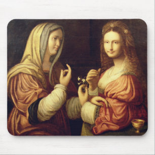 Mary and Martha (oil on panel) Mouse Mat