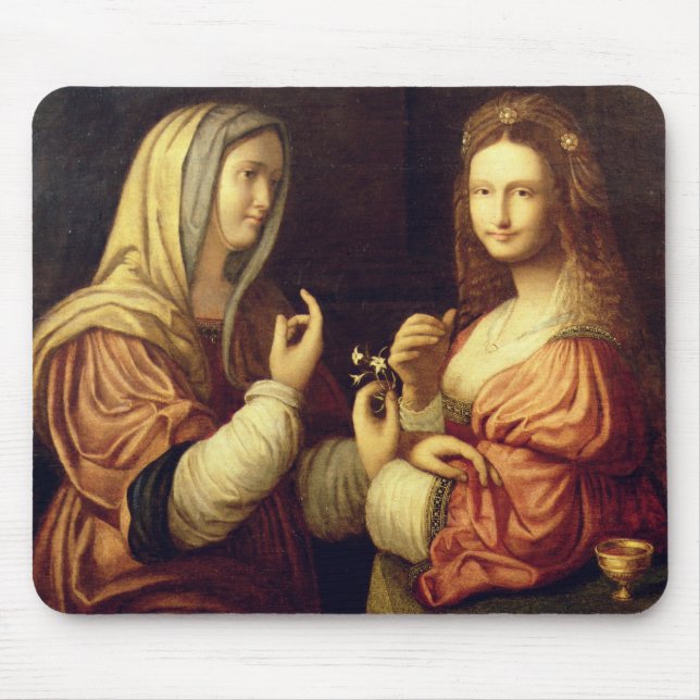 Mary and Martha (oil on panel) Mouse Mat (Front)