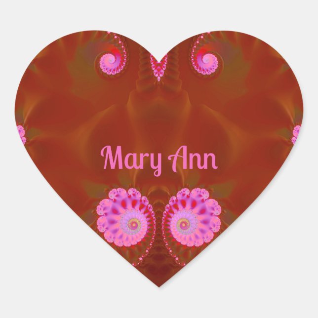 MARY ANN COOL! ~ PINK SPIN ~ Bright Design ~ Heart Sticker (Front)