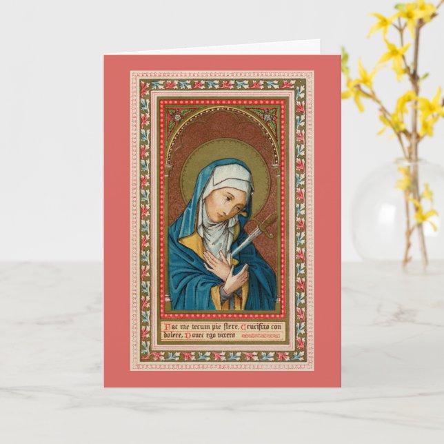 Mary as Mater Dolorosa (Mother of Sorrows) (SAU20) Card (Yellow Flower)