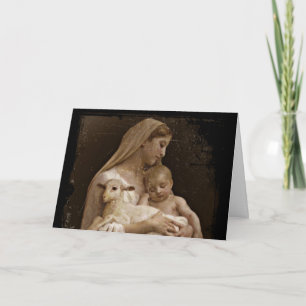 Mary Baby Jesus and Lamb Holiday Card