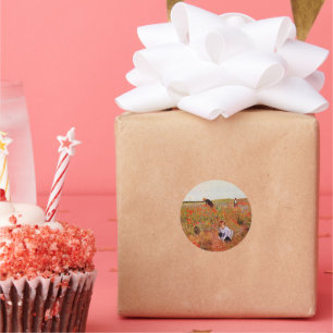 Mary Cassatt artwork, Red Poppies, Classic Round Sticker