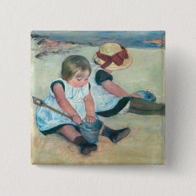 Mary Cassatt - Children Playing on the Beach 15 Cm Square Badge (Front)