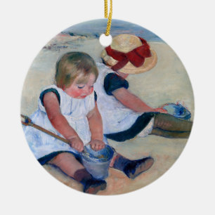 Mary Cassatt Children Playing on the Beach 1884  Ceramic Tree Decoration