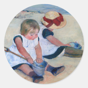 Mary Cassatt Children Playing on the Beach 1884  Classic Round Sticker