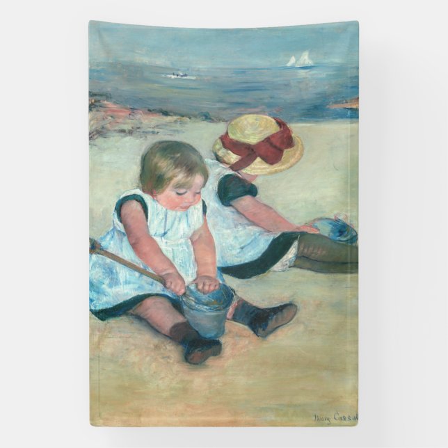 Mary Cassatt - Children Playing on the Beach Banner (Vertical)
