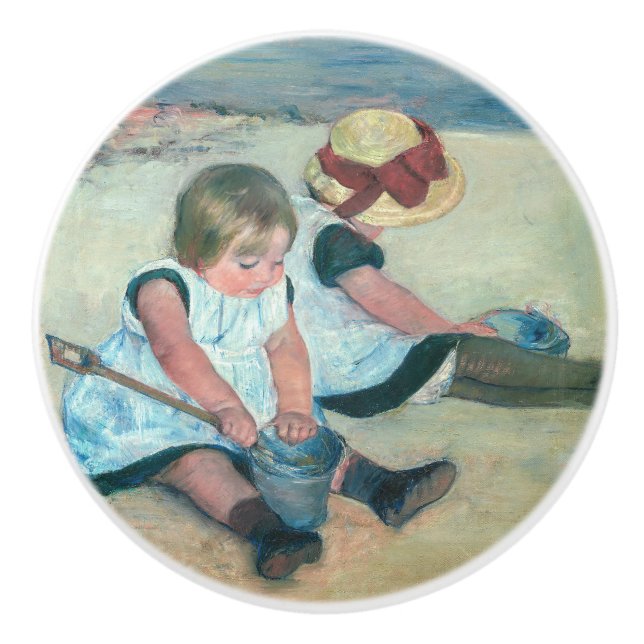 Mary Cassatt - Children Playing on the Beach  Ceramic Knob (Front)