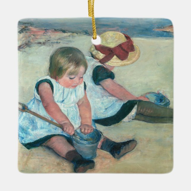 Mary Cassatt - Children Playing on the Beach Ceramic Ornament (Front)