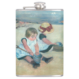 Mary Cassatt - Children Playing on the Beach Hip Flask