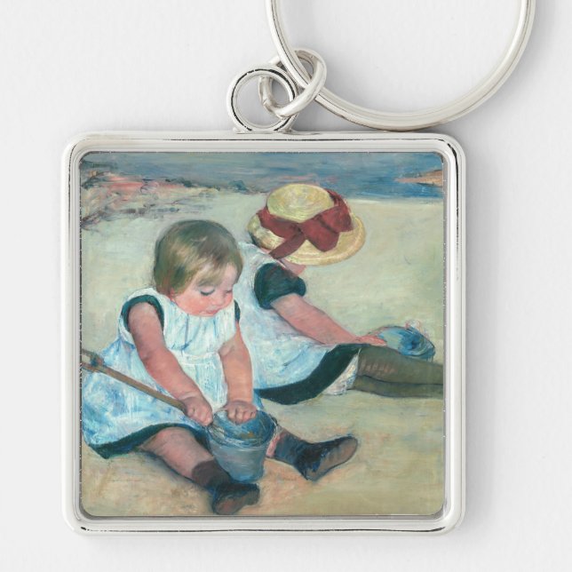 Mary Cassatt - Children Playing on the Beach Key Ring (Front)
