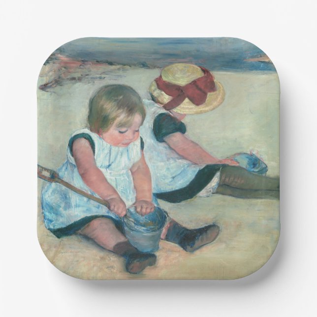 Mary Cassatt - Children Playing on the Beach Paper Plate (Front)