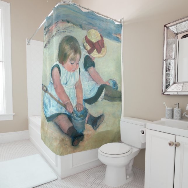 Mary Cassatt - Children Playing on the Beach Shower Curtain (In Situ)