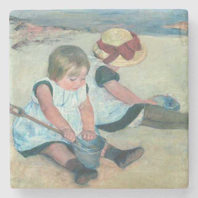 Mary Cassatt - Children Playing on the Beach Stone Coaster (Front)