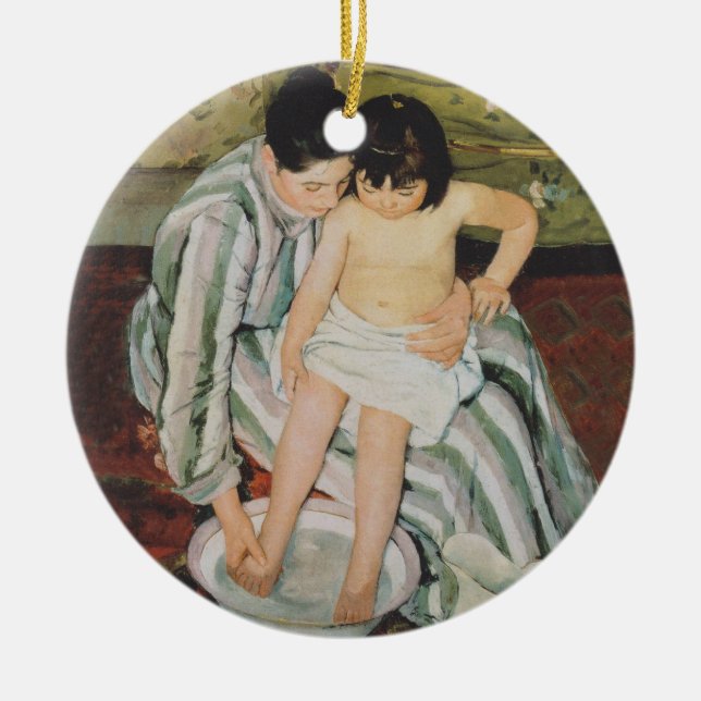 Mary Cassatt Child's Bath Painting Ceramic Tree Decoration (Front)