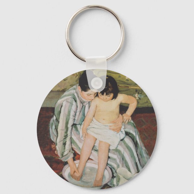 Mary Cassatt Child's Bath Painting Key Ring (Front)