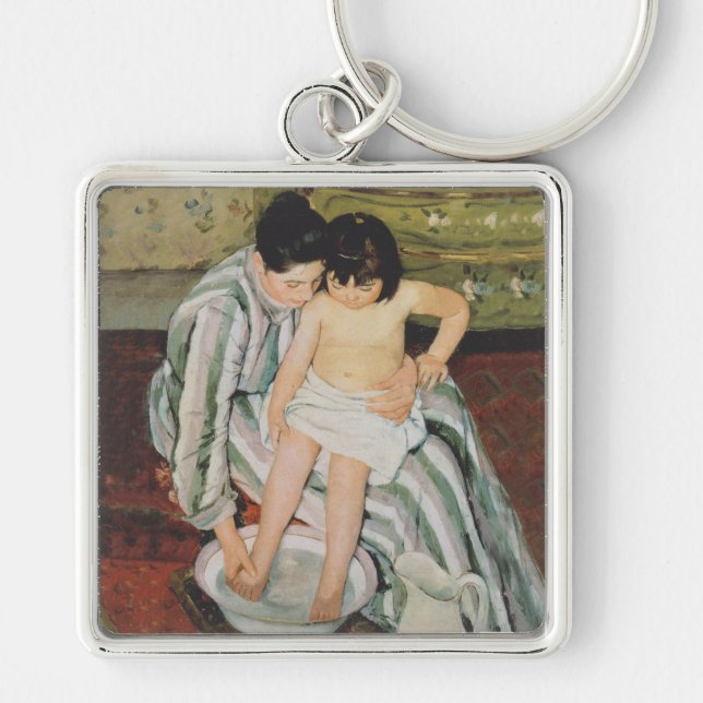 Mary Cassatt Child's Bath Painting Key Ring (Front)
