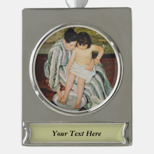 Mary Cassatt Child's Bath Painting Silver Plated Banner Ornament