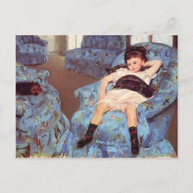 Mary Cassatt Girl in Blue Armchair Fine Art Postcard (Front)