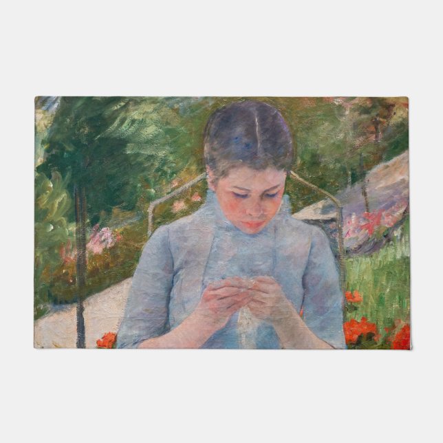 Mary Cassatt - Girl sewing in a Garden Doormat (Front)
