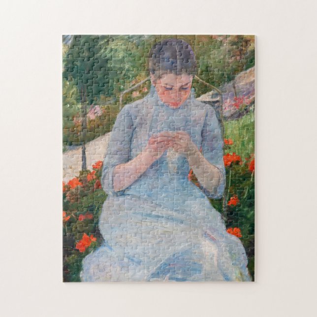 Mary Cassatt - Girl sewing in a Garden Jigsaw Puzzle (Vertical)