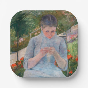 Mary Cassatt - Girl sewing in a Garden Paper Plate