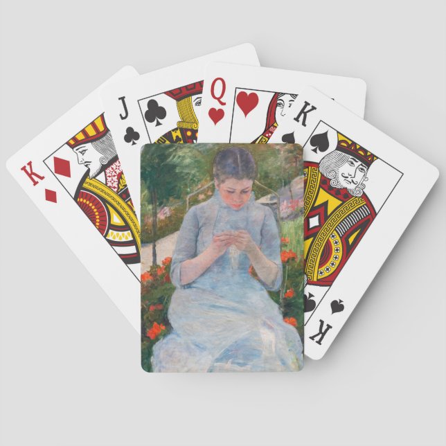 Mary Cassatt - Girl sewing in a Garden Playing Cards (Back)