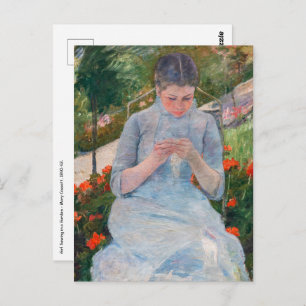 Mary Cassatt - Girl sewing in a Garden Postcard