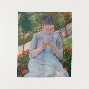 Mary Cassatt - Girl sewing in a Garden Tapestry