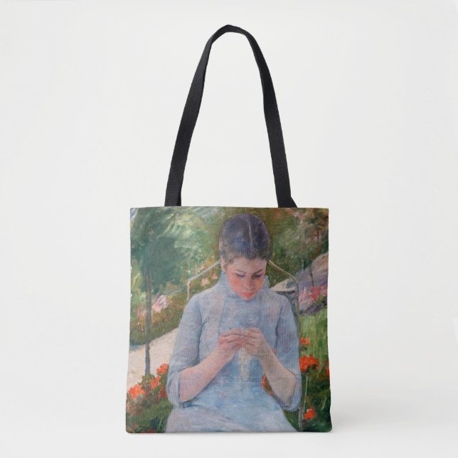 Mary Cassatt - Girl sewing in a Garden Tote Bag (Front)
